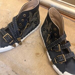Chloe Studded Black High-Top Sneakers